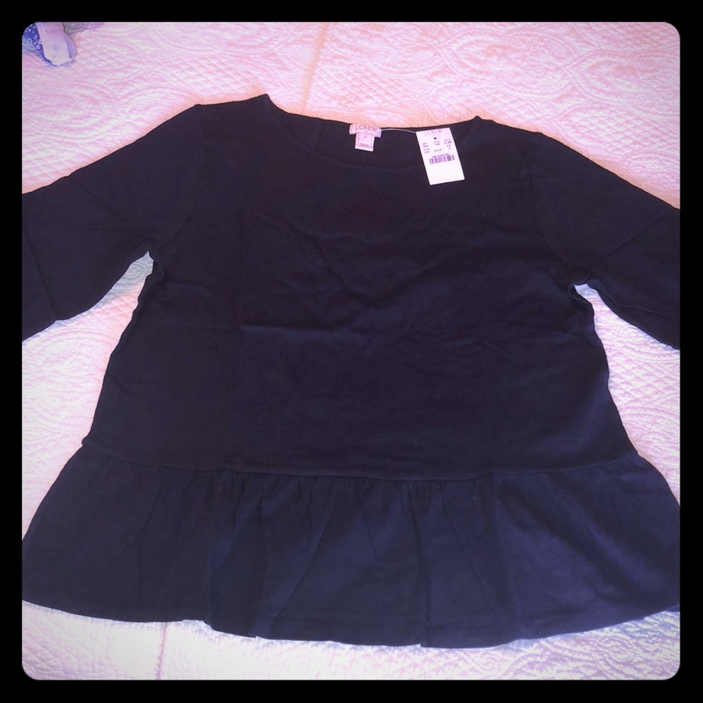 Navy blue long sleeved peplum top